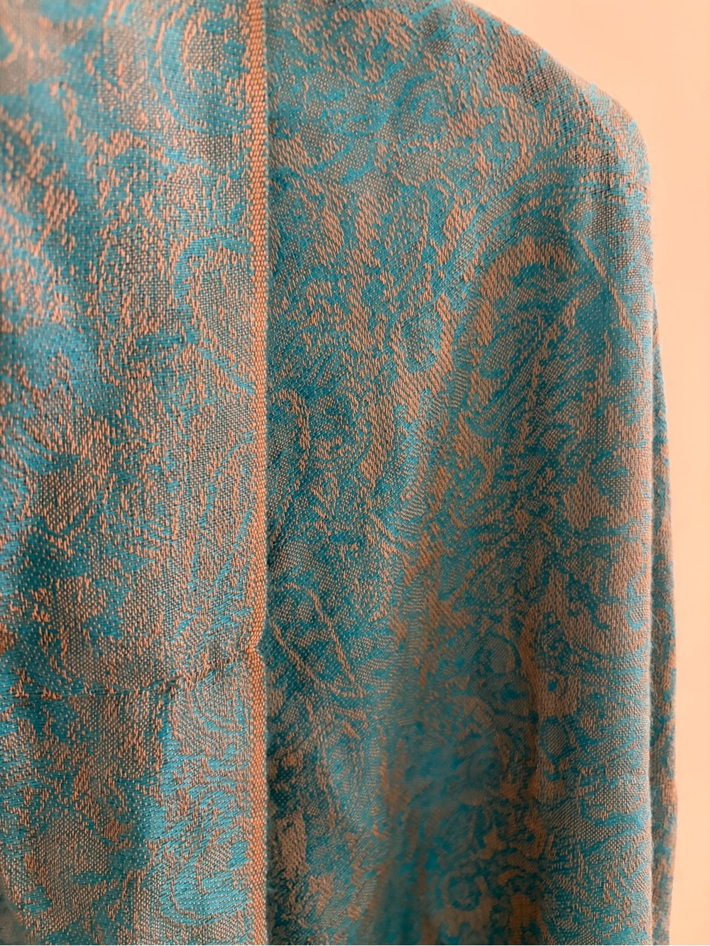 Pashma 70% Pashmina Silk Blend Scarf/Shawl – Turquoise Paisley - Picture 4 of 6
